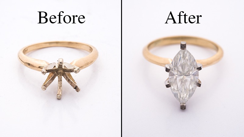 before and after picture diamond ring