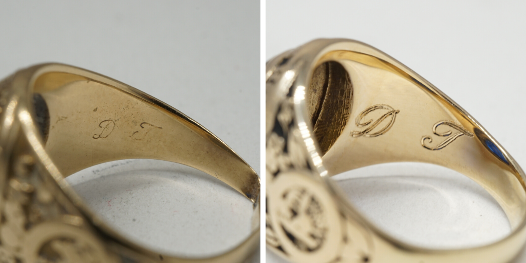 ring engraved with intials