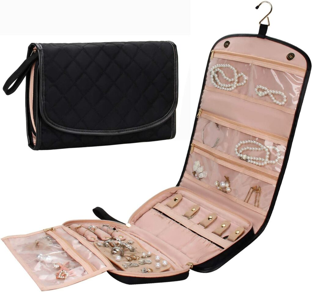 Hanging travel hot sale jewelry organizer