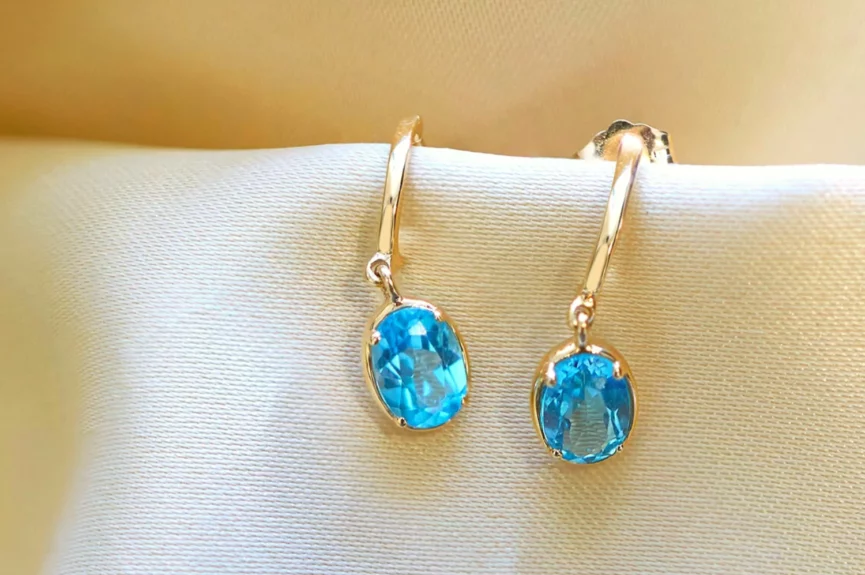 pair of blue gemstone earrings