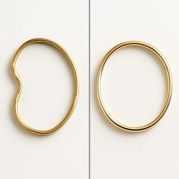 Before and after bent bangle reshaping by Quick Jewelry Repairs
