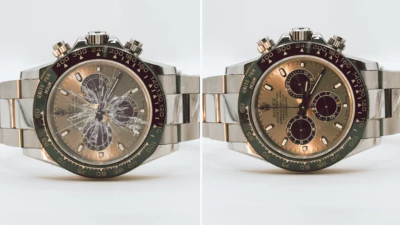 rolex broken crystal