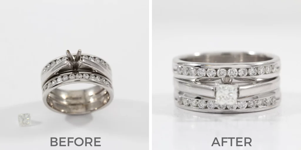 diamond setting before and after