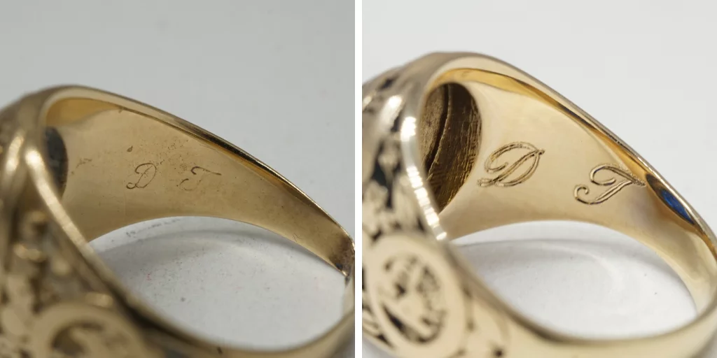 ring engraved with intials