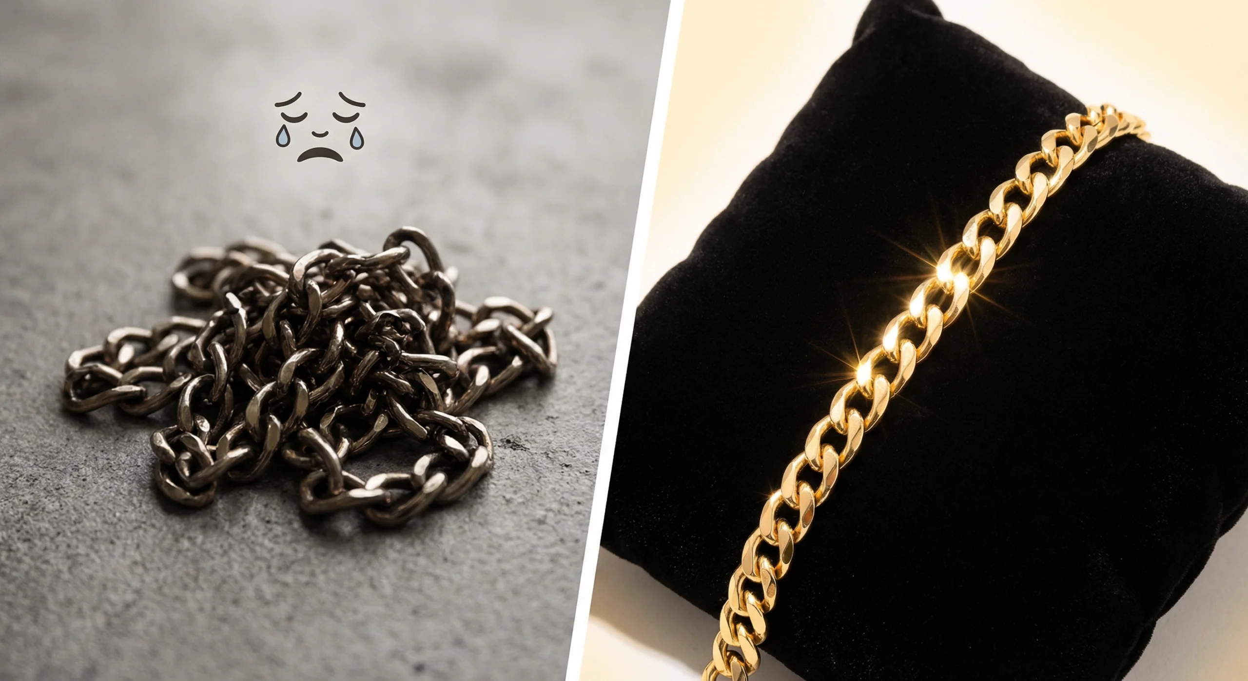 broken vs repaired necklace chain before and after jewelry repair